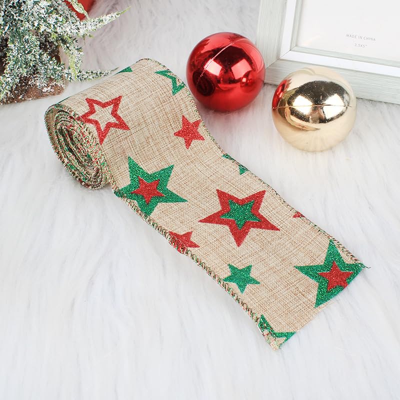 Amazon.co.jp: [Maidisly]【クリスマスリボン】 2.4インチ幅 星